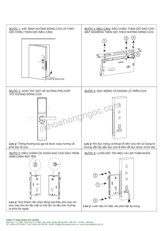Hướng dẫn lắp đặt khóa điện tử HD05 vàng